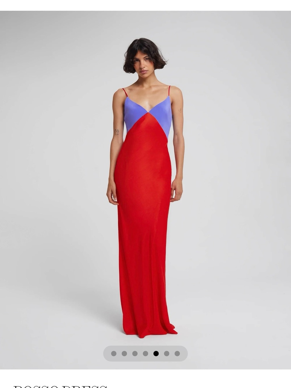 Rat & Boa Two-Tone Spaghetti-Strap Maxi Dress in Red and Lavender